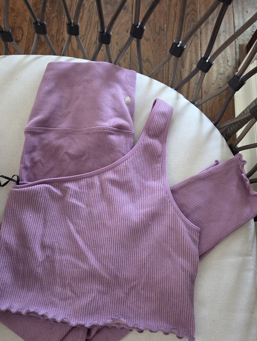 Set Spiritual Gangster Dusty Lavender Ribbed Tank And Leggings